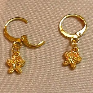 18K Thai Gold Plated Drop Butterfly Earrings
